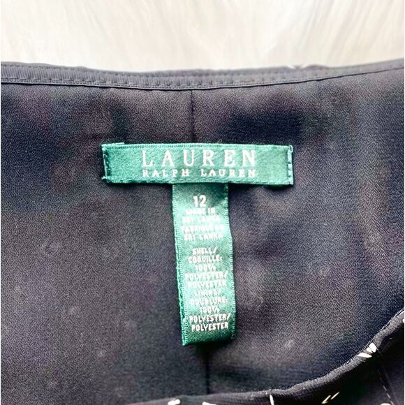 Ralph Lauren Black and White Print Pleated Skater Skirt Size 12. - Picture 5 of 9